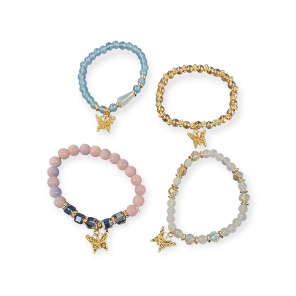 Butterfly Stacked Stretchy Bracelets - Picture 1 of 5